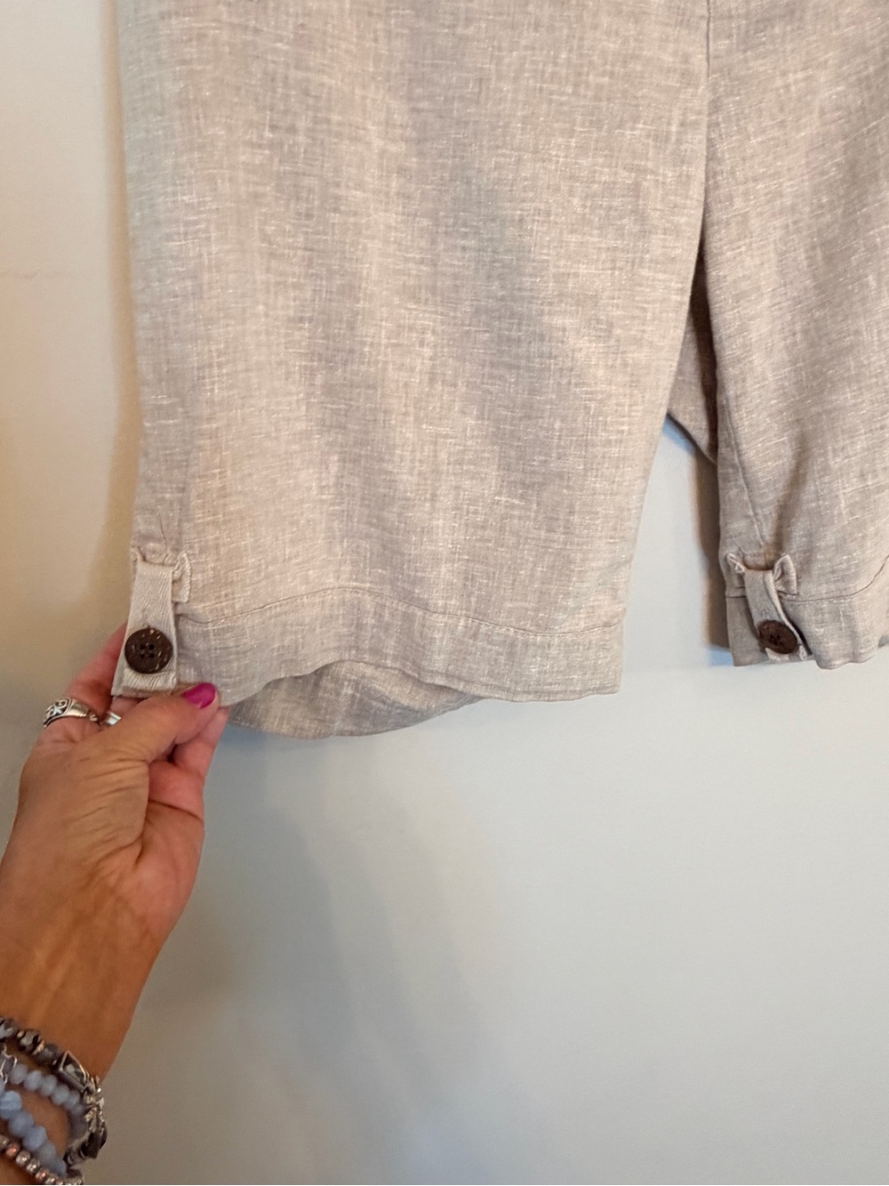 Boutique Hemp Blend Coastal Resort Shorts Neutral Oatmeal Quiet Luxury - Picture 5 of 8